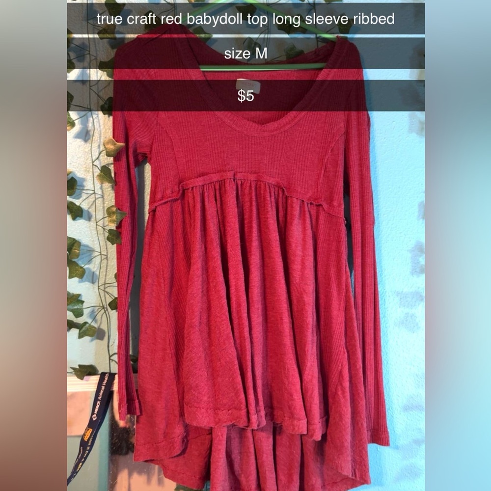 Red Long Sleeve Tunic Top